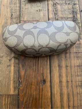 Coach Sunglasses Case Brown Signature Hard Case with Cleaning Cloth see flaws